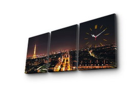 Wallity Reloj de Pared de Lienzo Decorativo 3 Piezas Multicolor